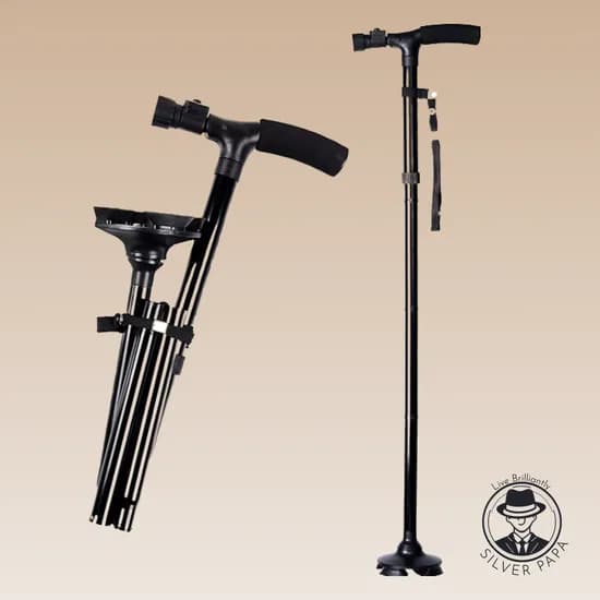 실버파파 지팡이 접이식 어르신 목발 네발 초경량 환자용 노인지팡이