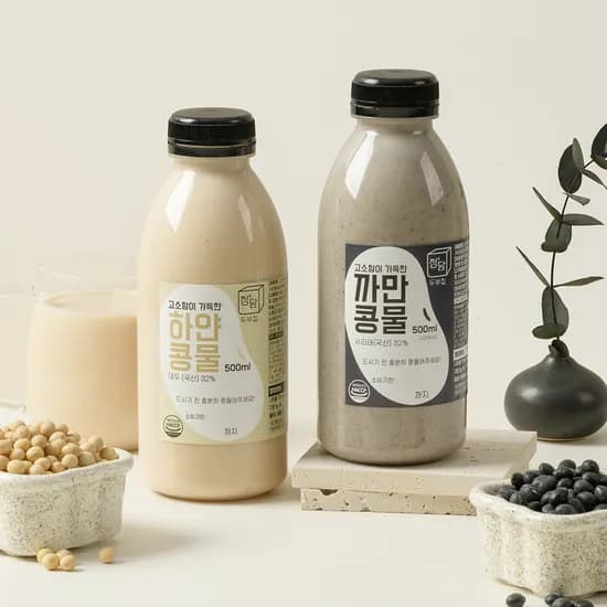 정담두부집 진한 하얀 서리태 콩물 500ml 2개