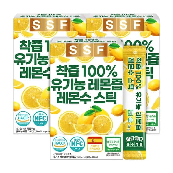NFC착즙 100% 유기농 레몬즙 레몬수 레몬원액 총 42포 스틱 레몬물
