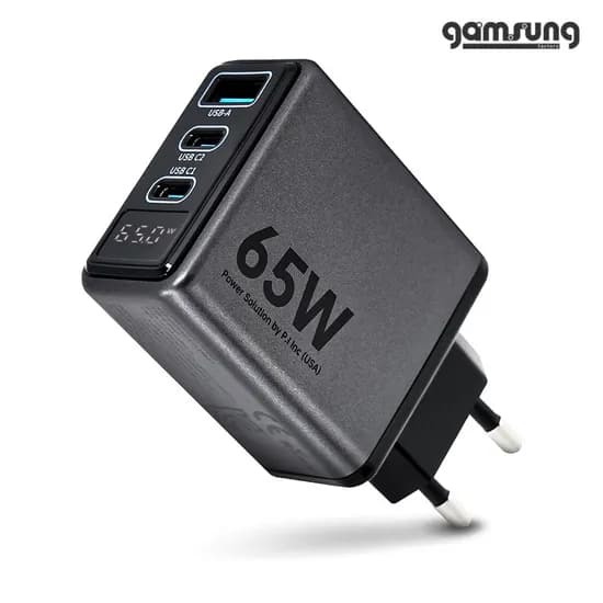 65W GaN PI사 칩 초고속충전기 PD C타입 3포트 디스플레이 노트북 아이폰