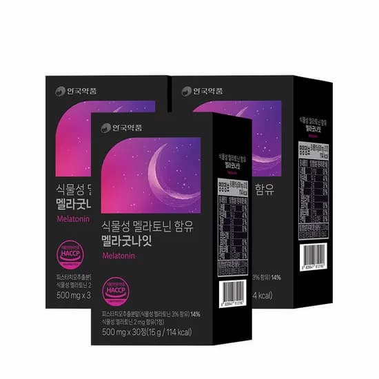안국약품 멜라굿나잇 식물성 멜라토닌 2mg 함유 30정, 3개
