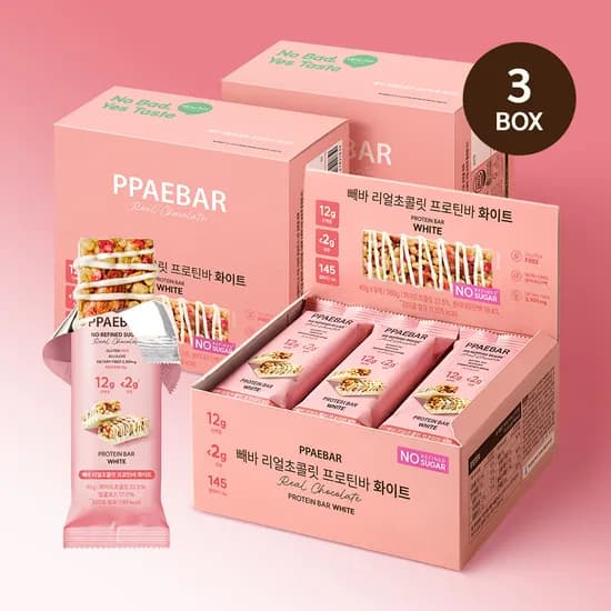 저당 단백질바 빼바 리얼초콜릿 프로틴바 화이트, 9개입, 3개