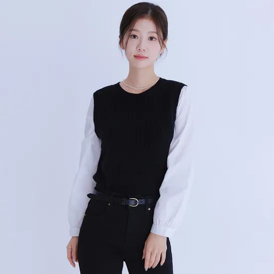 로엠 우븐매칭 조끼 풀오버 RMKAE49R29