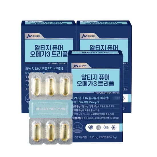 JW중외제약 알티지 퓨어 오메가3 트리플 1230mg 30캡슐 3개 66,000원