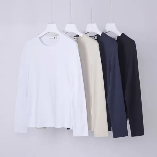 베이직하우스 여성 플로위 모달 스판 슬림핏 긴팔 티셔츠 2SET