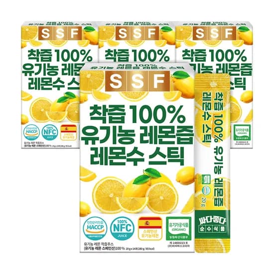 NFC착즙 100% 유기농 레몬즙 레몬수 레몬원액 총 56포 스틱 레몬물