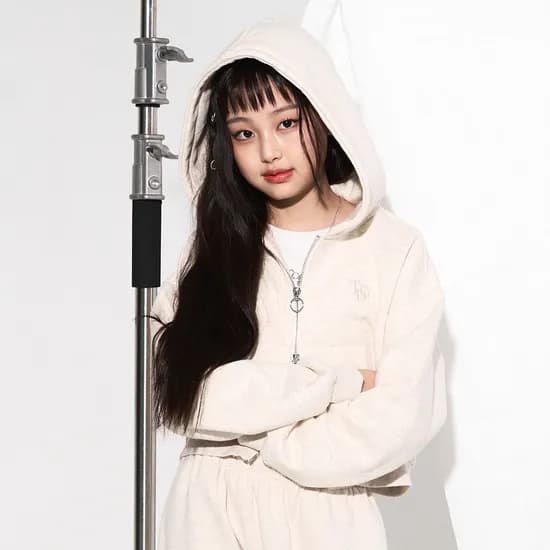더데이걸 심플 기모 박시핏/ 크롭핏 후드 집업 TGJM24W2E