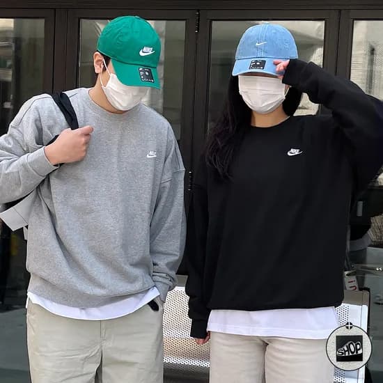 나이키 오버핏 맨투맨 스우시 티셔츠 프렌치테리 풀오버 오버사이즈 긴팔