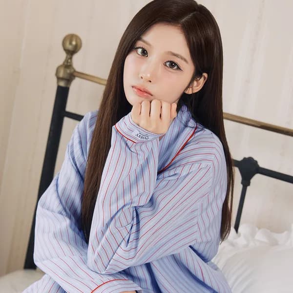 실크핏 클로에 긴팔 파자마 카라 커플 잠옷 세트 홈웨어 남녀공용