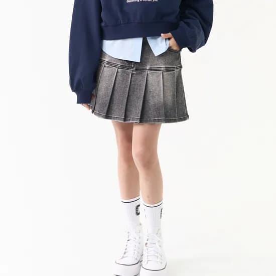 데님 플리츠 스커트 TGWH24W03_7358