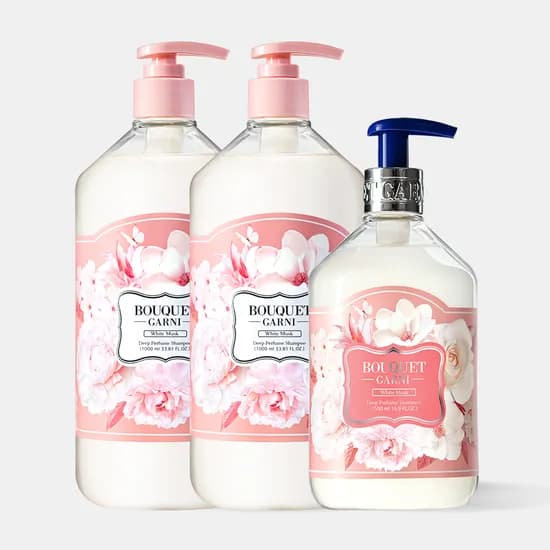 부케가르니 글로우 퍼퓸드 샴푸 1L 화이트머스크 2개 트리트먼트 500ml 1개