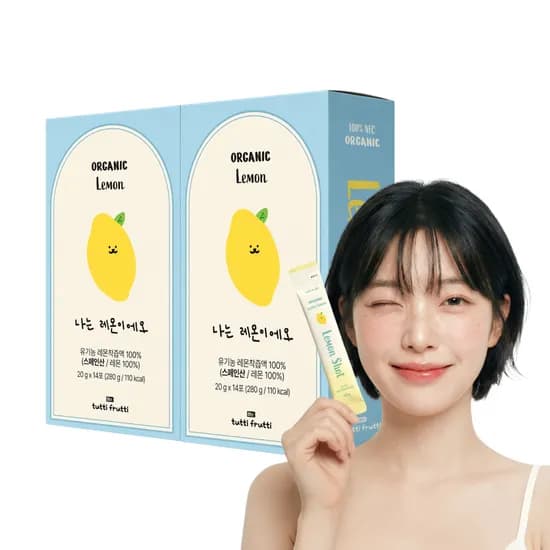 뚜띠프루티 유기농 레몬즙 스틱 NFC 착즙 100% 레몬수 원액 14포 2개