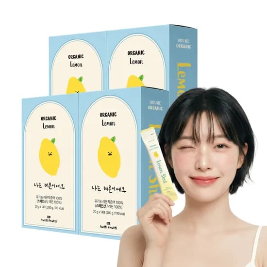 뚜띠프루티 유기농 레몬즙 스틱 NFC 착즙 100% 레몬수 원액 14포 4개