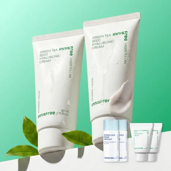 이니스프리 그린티 씨드 히알루론산 보습 속건조 수분크림 80ml, 2개