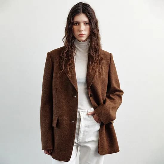 wool over-fit blazer brown