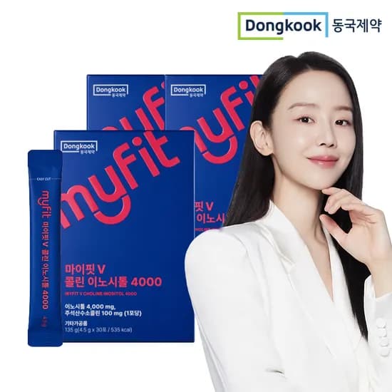 동국제약 마이핏V 콜린 이노시톨4000 비타민B 미오이노시톨 엽산 레몬맛 30포, 3개