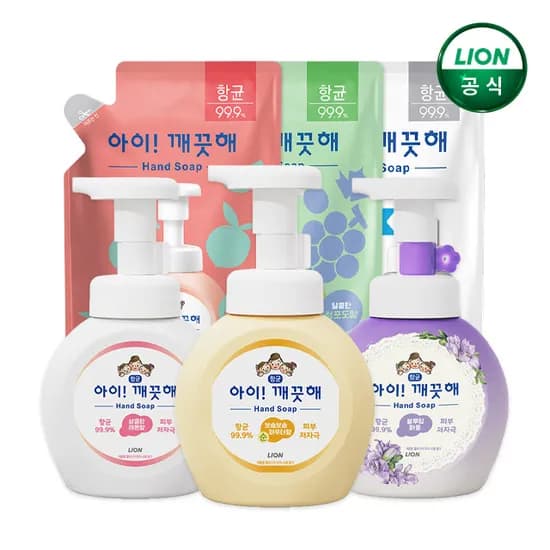 아이깨끗해 핸드워시 3종세트 본품 3개 리필 3개