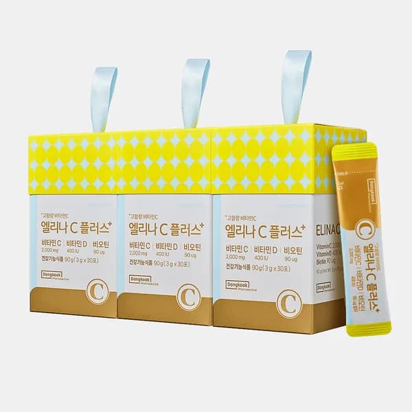 동국제약 엘리나C 플러스 비타민C 맛있는 고함량 비타민씨 D 비오틴 30포 3개