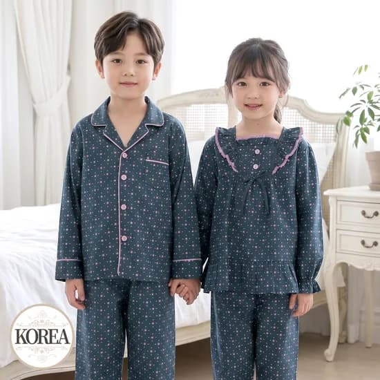 아동 홈웨어 아기 아이 잠옷 여아 남아 상하세트 애기 파자마 블루스타(주자순면)