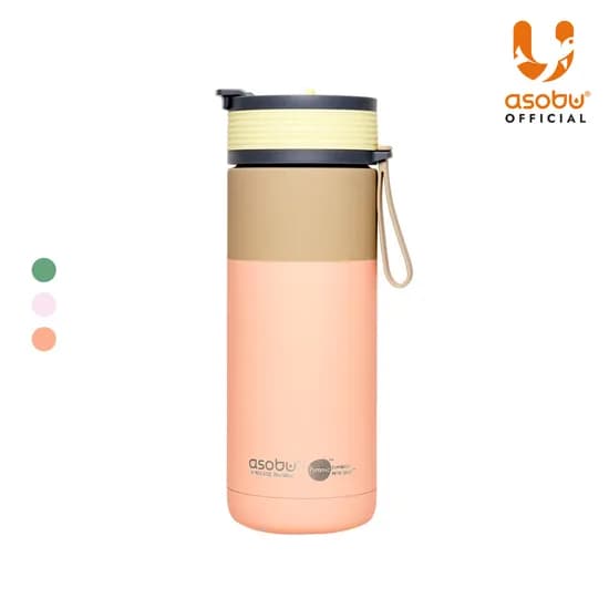 아소부 스테인레스 보온보냉 빨대 세라믹 텀블러 아스펜 600ml, 파스텔피치