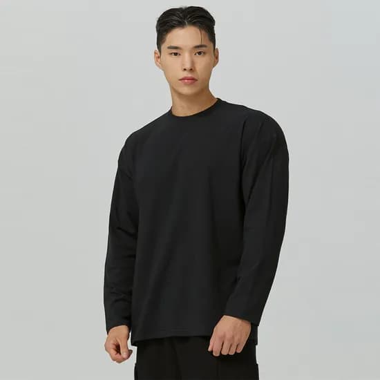 블랙몬스터핏 남자 무지 모달 긴팔티 운동 헬스 오버핏 티셔츠