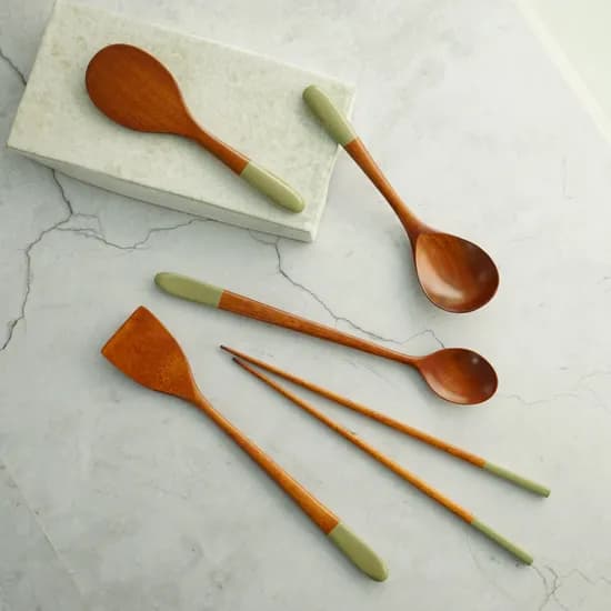 칠몽 옻칠 나무 미니 조리도구 28cm 5종세트 캠핑겸용 국내산