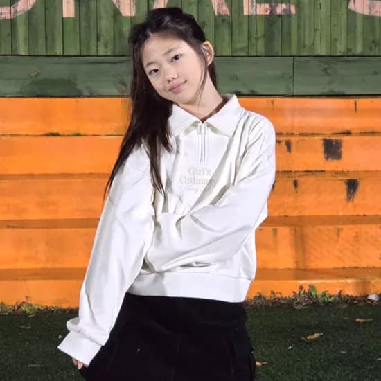 퓨어 반집업 크롭 스웻셔츠