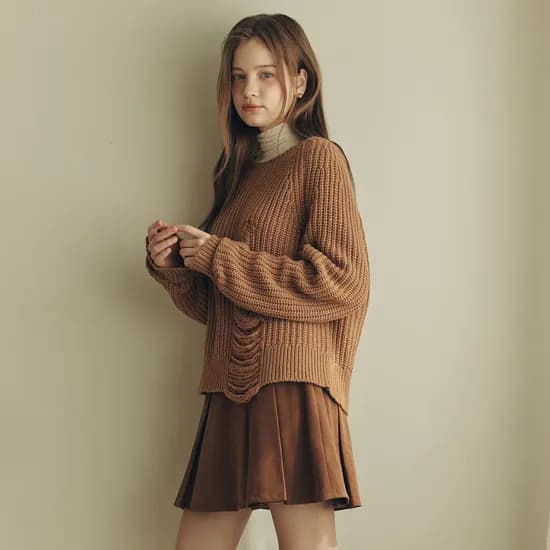 데미지 포인트 스웨터 DAMAGE POINT SWEATER / BROWN