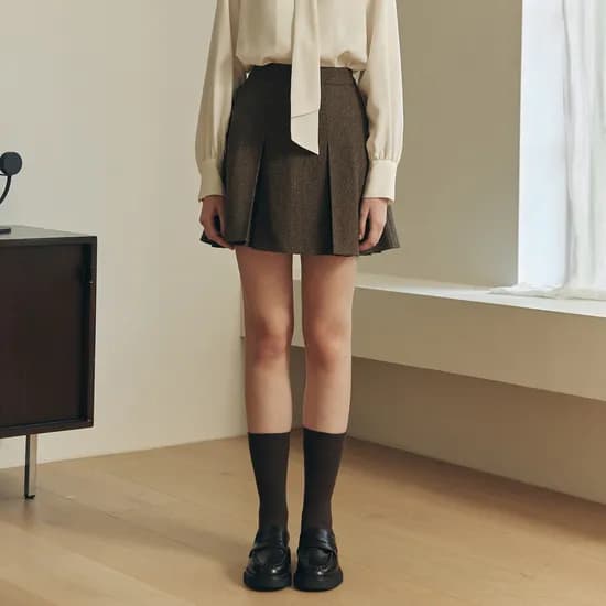 모카 플리츠 스커트 MOCHA PLEATED SKIRT / BROWN