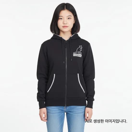 캉골 후드집업 로고 남녀공용 블랙 K96155 빅로고