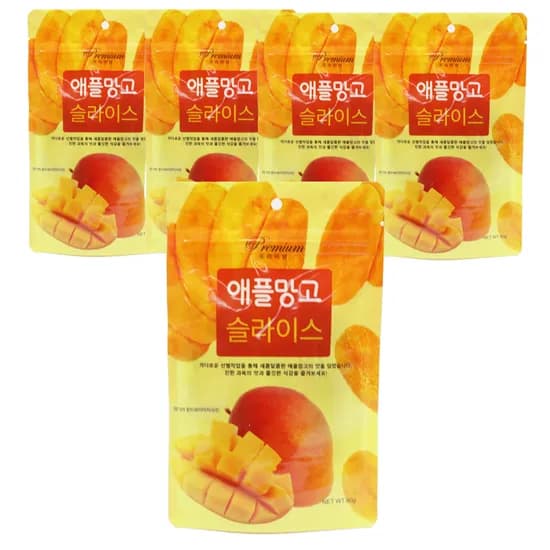 건망고 함량 95% 말랭이 베트남 말린 애플망고 슬라이스 80g, 5개