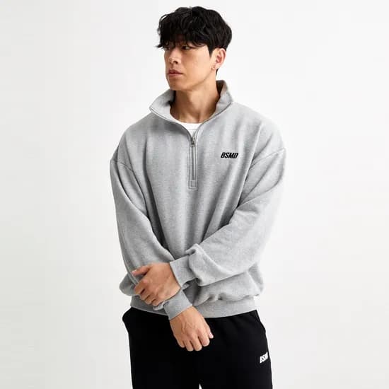 비스트모드 하프집업 맨투맨 헬스 오버핏 짐웨어 긴팔 티셔츠