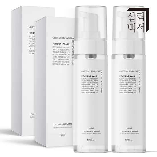 1+1 살림백서 오브제 제로 약산성 여성청결제 200ml 이너 페미닌 워시 Y존