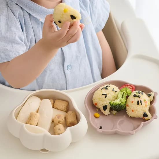 퍼기 유아 이유식 실리콘 냥냥 흡착볼 실리콘 아기 그릇 식기 토프브라운