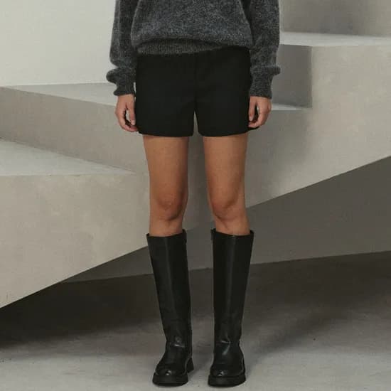 wool short pants black