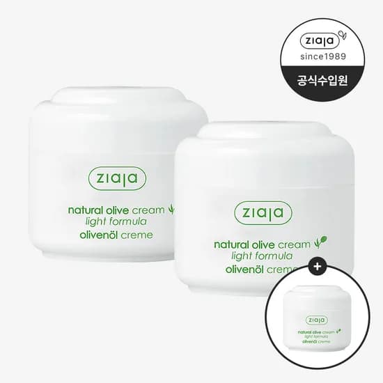 지아자 올리브 내추럴 라이트크림 대용량 보습 수분크림 100ml, 2개