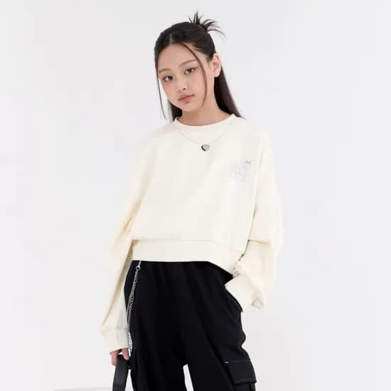 융기모 더블하트 크롭 맨투맨