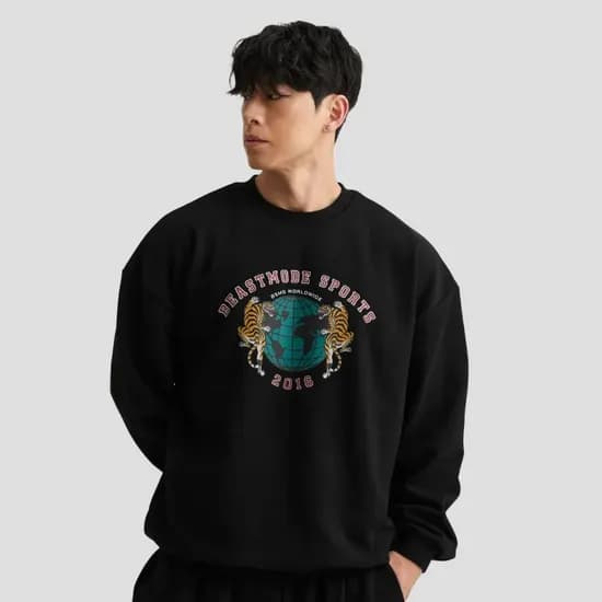 비스트모드 월드와이드 맨투맨 헬스 오버핏 짐웨어 긴팔 티셔츠 BSMD