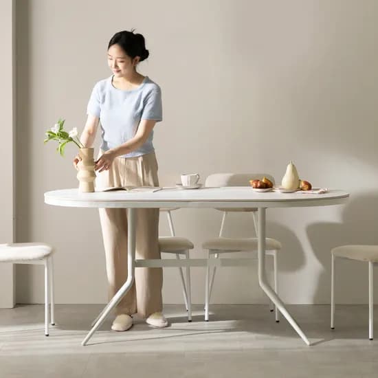 펠릭스 카페 테이블 타원형 세라믹 식탁 1600mm 화이트 89,000원