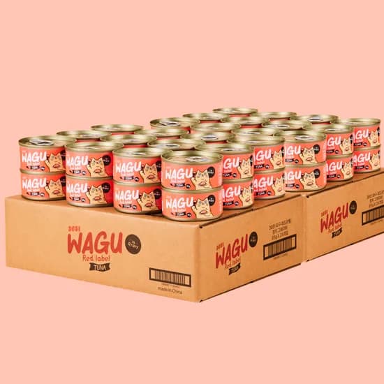 3651 와구 고양이 간식 습식캔 참치 레드라벨, 85g, 48개