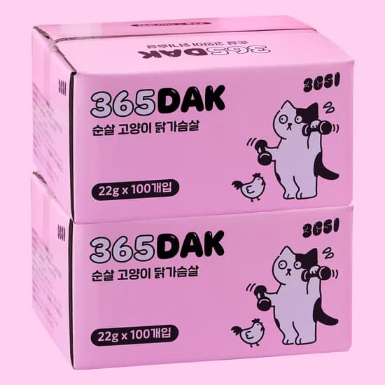 3651 365닭 부드러운 고양이 닭가슴살 간식 순살, 22g, 200개