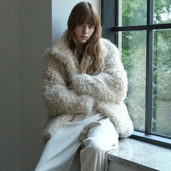vintage fur half coat beige