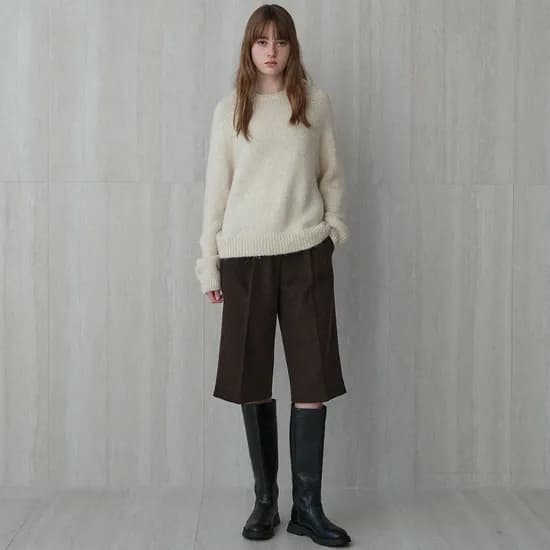 alpaca blend hoodie sweater ivory
