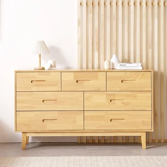 체플리 원목 와이드 서랍장 1400x400x800mm 3단 내추럴