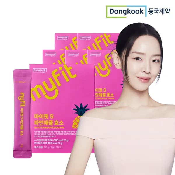 동국제약 마이핏S 파인애플 효소 스틱 브로멜라인 30포, 6개