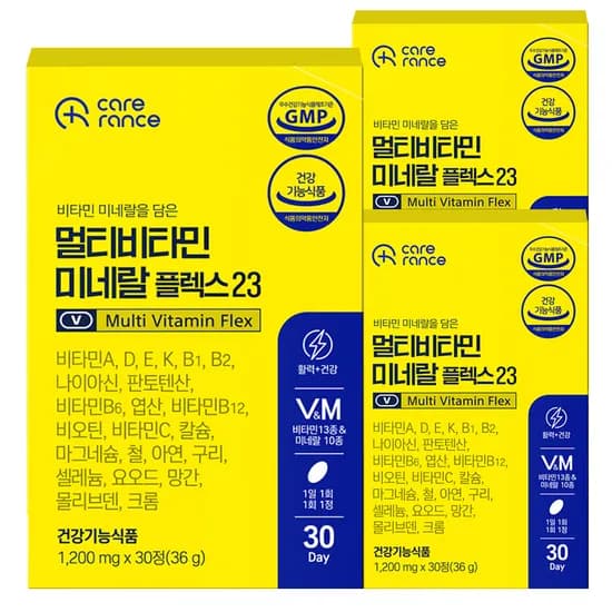 케어란스 멀티비타민 미네랄 플렉스23 종합비타민 1,200mg 30정 3개