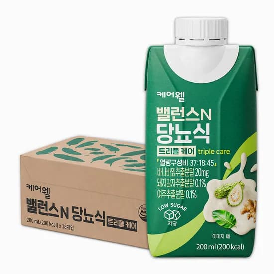 케어웰 밸런스N 당뇨식 트리플케어 혈당관리 환자 식사대용 영양식 간식음료 200ml, 18개