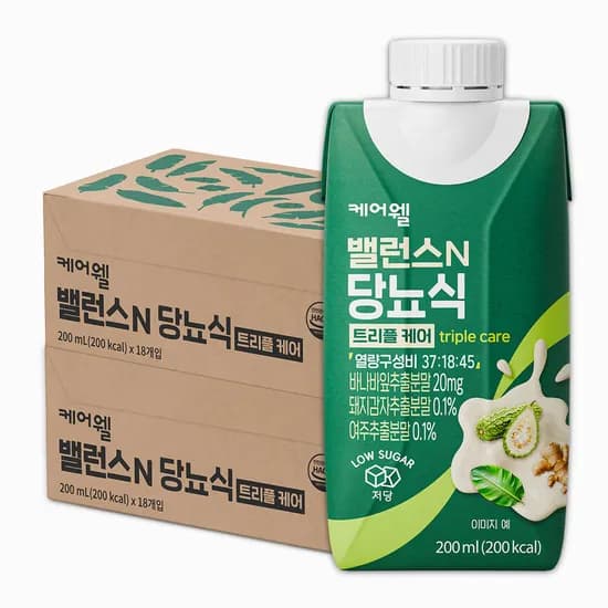 케어웰 밸런스N 당뇨식 트리플케어 혈당관리 환자 식사대용 영양식 간식음료 200ml, 36개