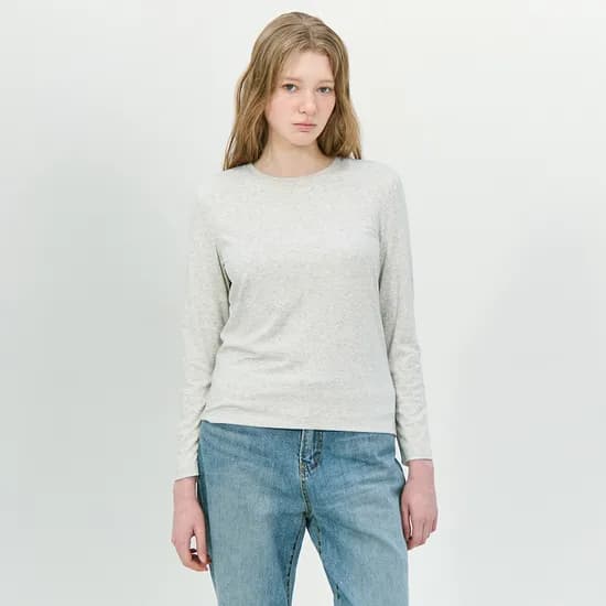 베이직하우스 여성 레귤러핏 크루넥 긴팔티 22,900원