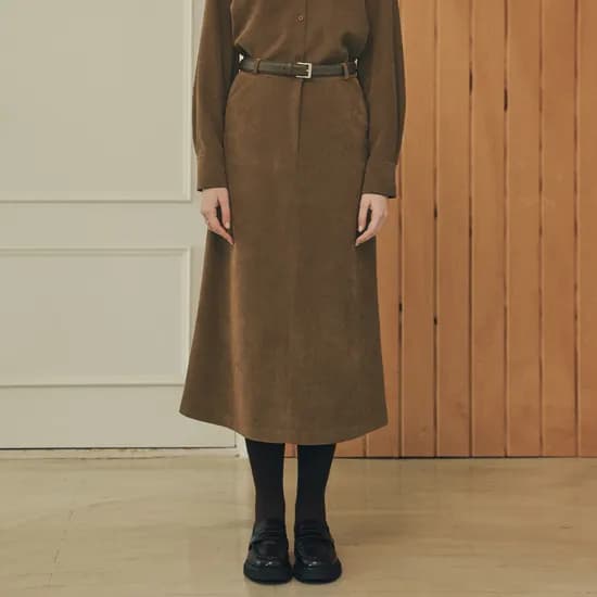 코듀로이 토피 롱 스커트 CORDUROY TOFFEE LONG SKIRT / BROWN